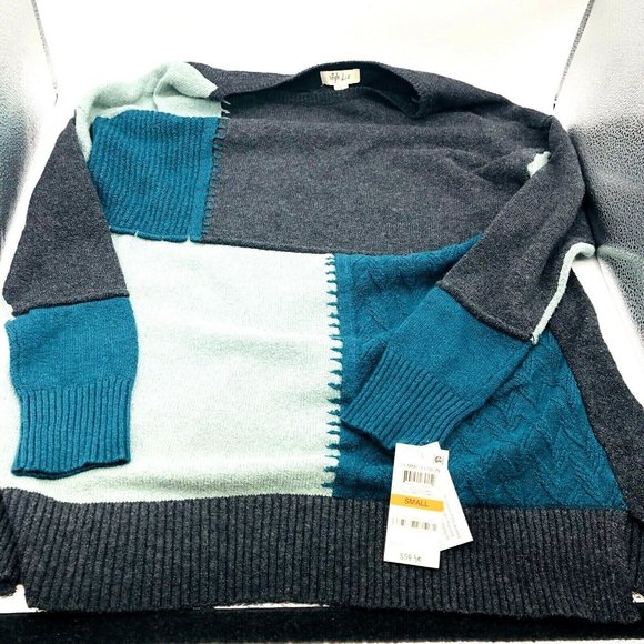 Style & Co Women’s Sweater Green Gray Combo Colorblock Sz S, Long Sleeve NWT - Picture 4 of 7
